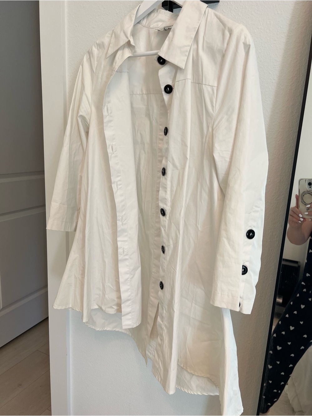 Men's White Button-Front Shirt Jacket